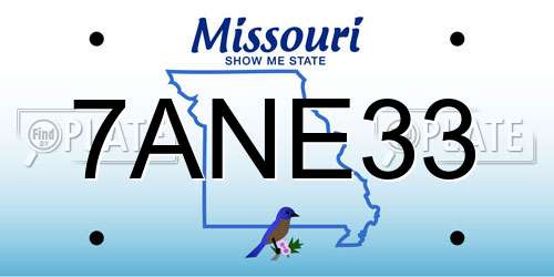 7ANE33 Missouri License Plate