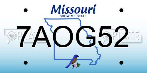 7AOG52 Missouri License Plate