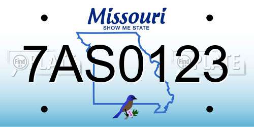 7AS0123 Missouri License Plate