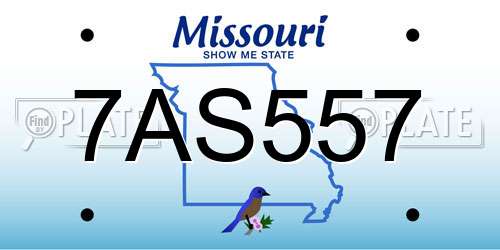 7AS557 Missouri License Plate