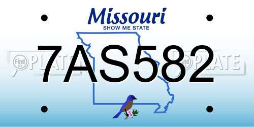 7AS582 Missouri License Plate
