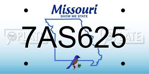 7AS625 Missouri License Plate