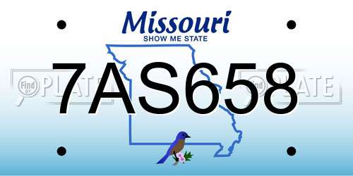 7AS658 Missouri License Plate