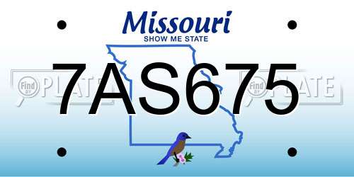 7AS675 Missouri License Plate
