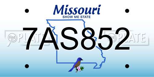 7AS852 Missouri License Plate