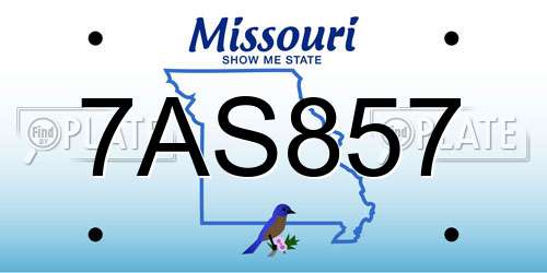 7AS857 Missouri License Plate
