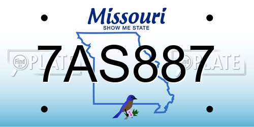 7AS887 Missouri License Plate