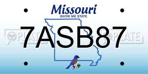 7ASB87 Missouri License Plate