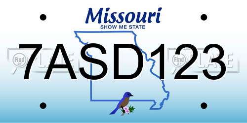 7ASD123 Missouri License Plate