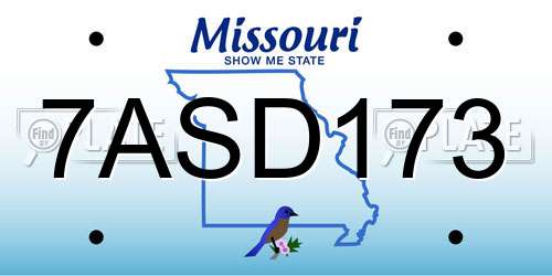7ASD173 Missouri License Plate