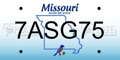 7ASG75 Missouri License Plate