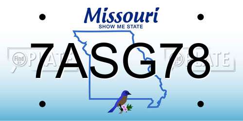 7ASG78 Missouri License Plate