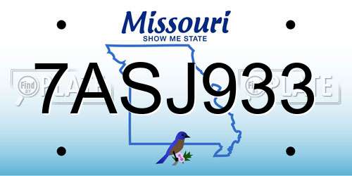 7ASJ933 Missouri License Plate