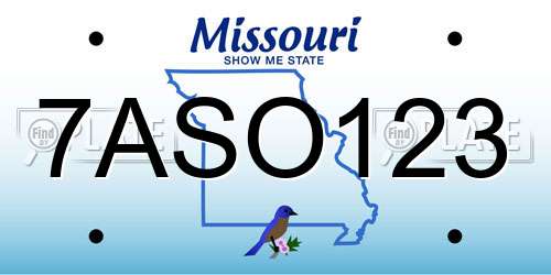 7ASO123 Missouri License Plate