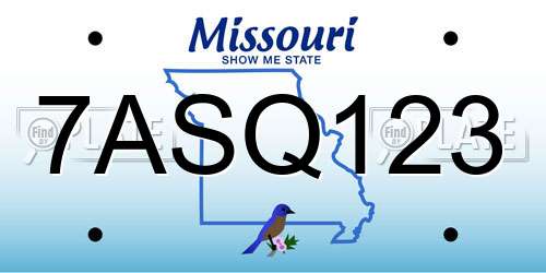 7ASQ123 Missouri License Plate