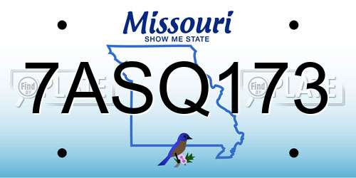 7ASQ173 Missouri License Plate