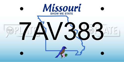 7AV383 Missouri License Plate