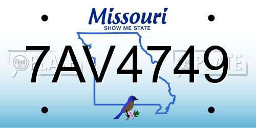 7AV4749 Missouri License Plate