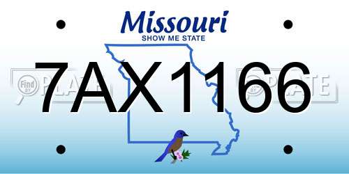 7AX1166 Missouri License Plate