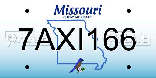 7AXI166 Missouri License Plate