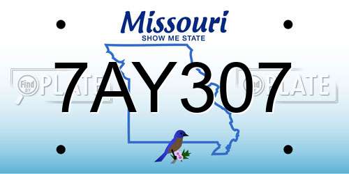 7AY307 Missouri License Plate