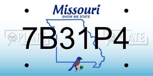 7B31P4 Missouri License Plate
