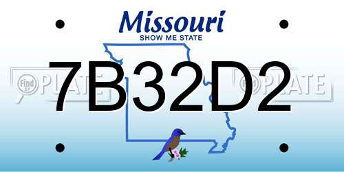 7B32D2 Missouri License Plate