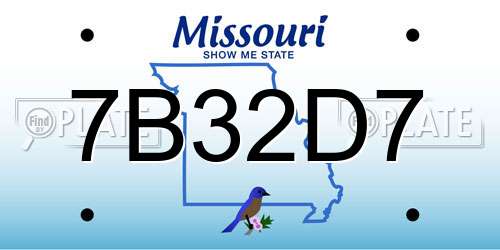7B32D7 Missouri License Plate