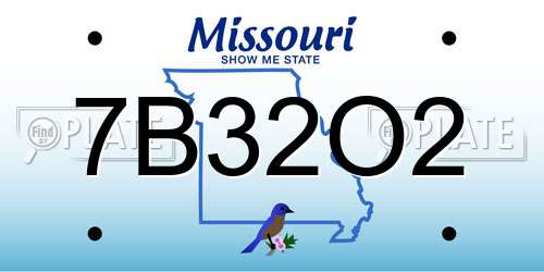 7B32O2 Missouri License Plate