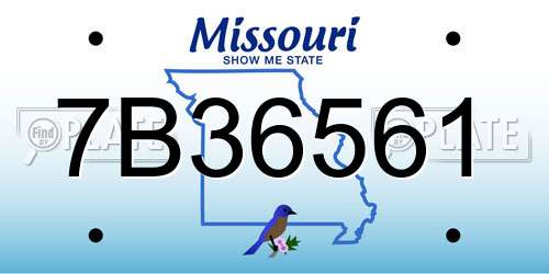 7B36561 Missouri License Plate