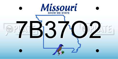 7B37O2 Missouri License Plate