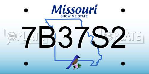 7B37S2 Missouri License Plate