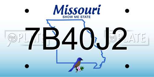 7B40J2 Missouri License Plate