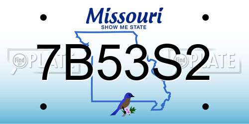 7B53S2 Missouri License Plate
