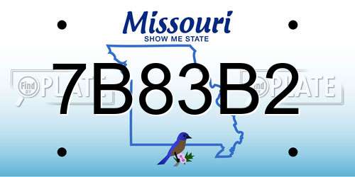 7B83B2 Missouri License Plate