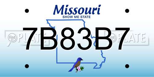 7B83B7 Missouri License Plate