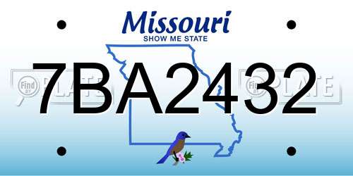 7BA2432 Missouri License Plate