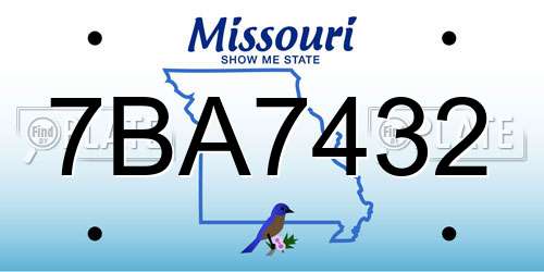 7BA7432 Missouri License Plate