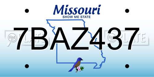 7BAZ437 Missouri License Plate