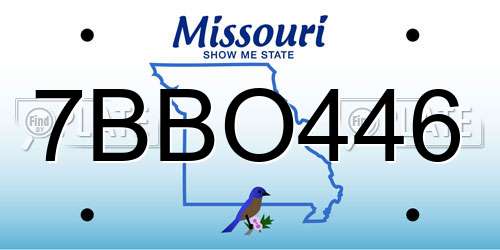 7BBO446 Missouri License Plate