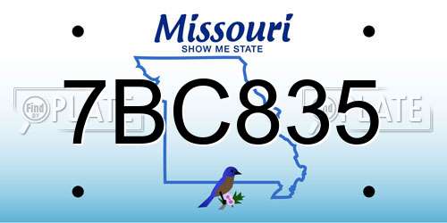 7BC835 Missouri License Plate
