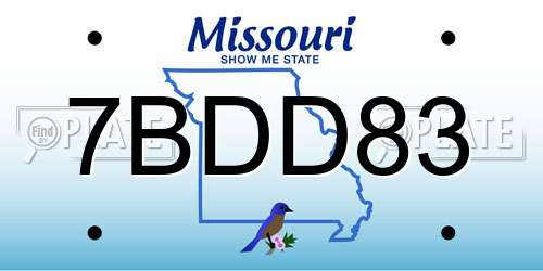 7BDD83 Missouri License Plate
