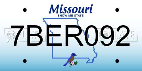 7BER092 Missouri License Plate