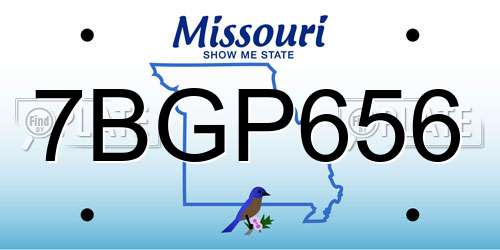 7BGP656 Missouri License Plate