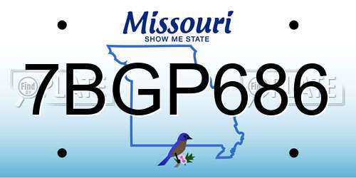 7BGP686 Missouri License Plate