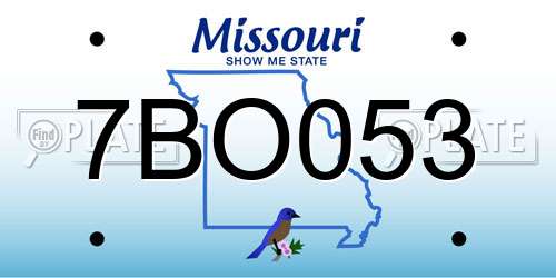 7BO053 Missouri License Plate
