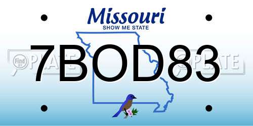 7BOD83 Missouri License Plate