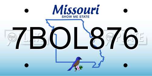 7BOL876 Missouri License Plate