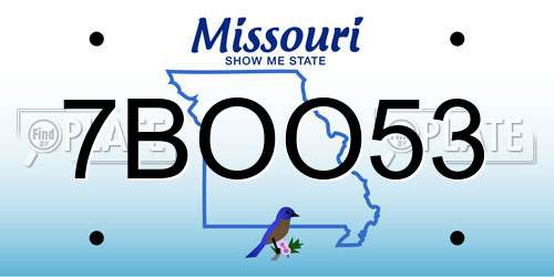 7BOO53 Missouri License Plate