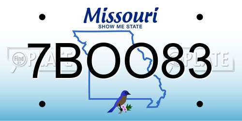 7BOO83 Missouri License Plate
